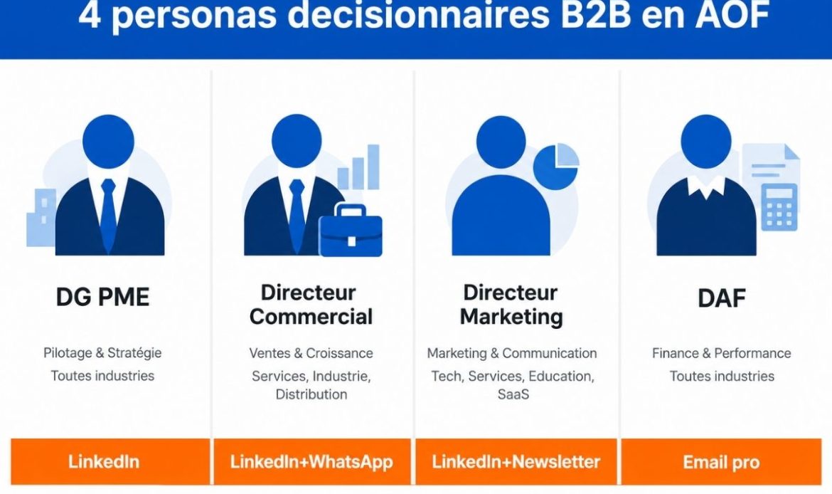 4 personas décideurs B2B AOF canaux préférés DG Directeur Commercial Marketing DAF