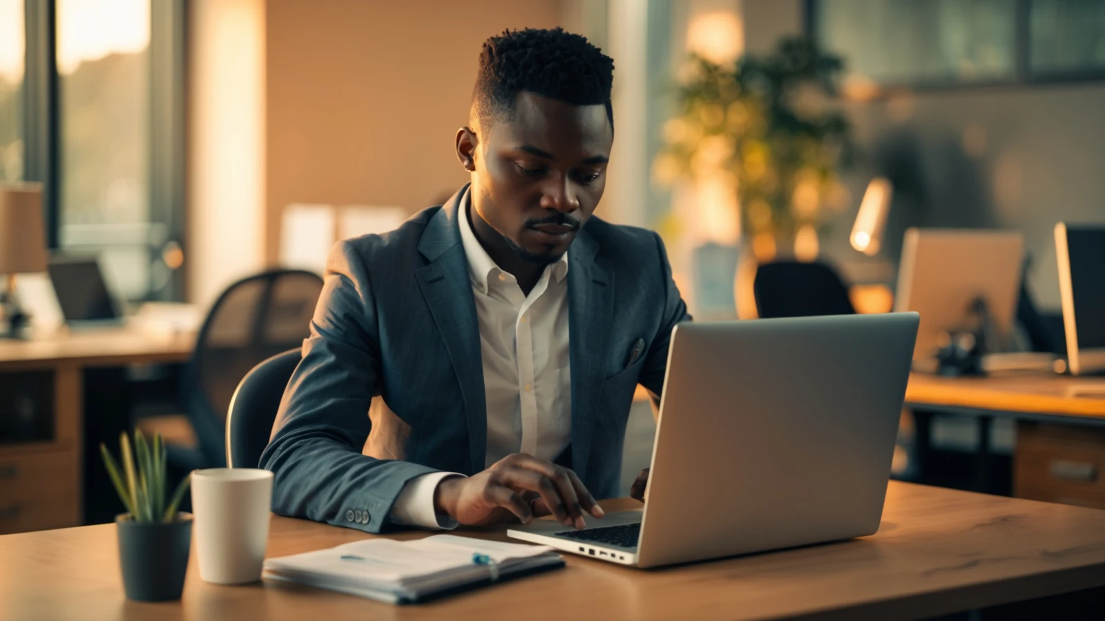 Professionnel ouest-africain qui met en place un workflow d'emailing automatisé