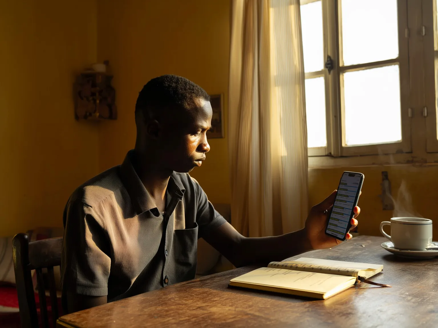 Créer une formation certifiante en ligne (attestation) 1 Un apprenant sénégalais passe un quiz d'évaluation sur son smartphone à Dakar