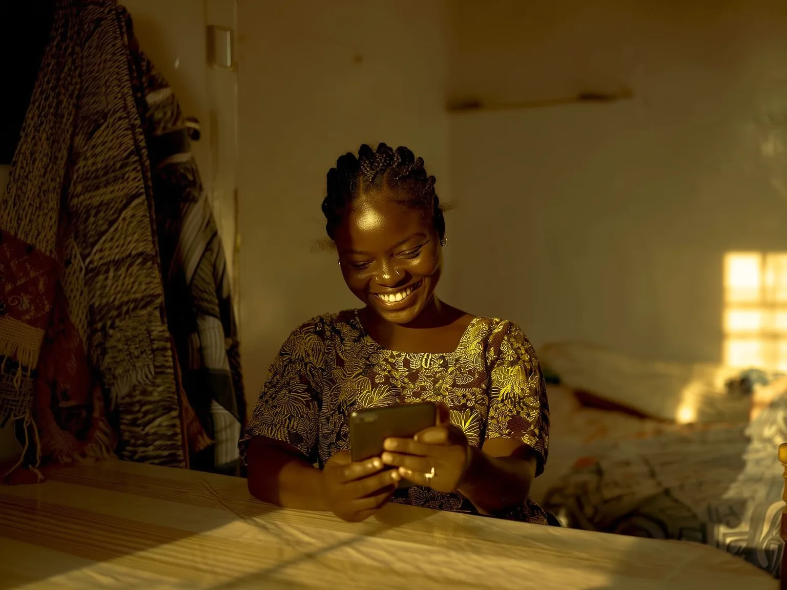 Une jeune apprenante sénégalaise reçoit son attestation de formation numérique sur son téléphone à Dakar