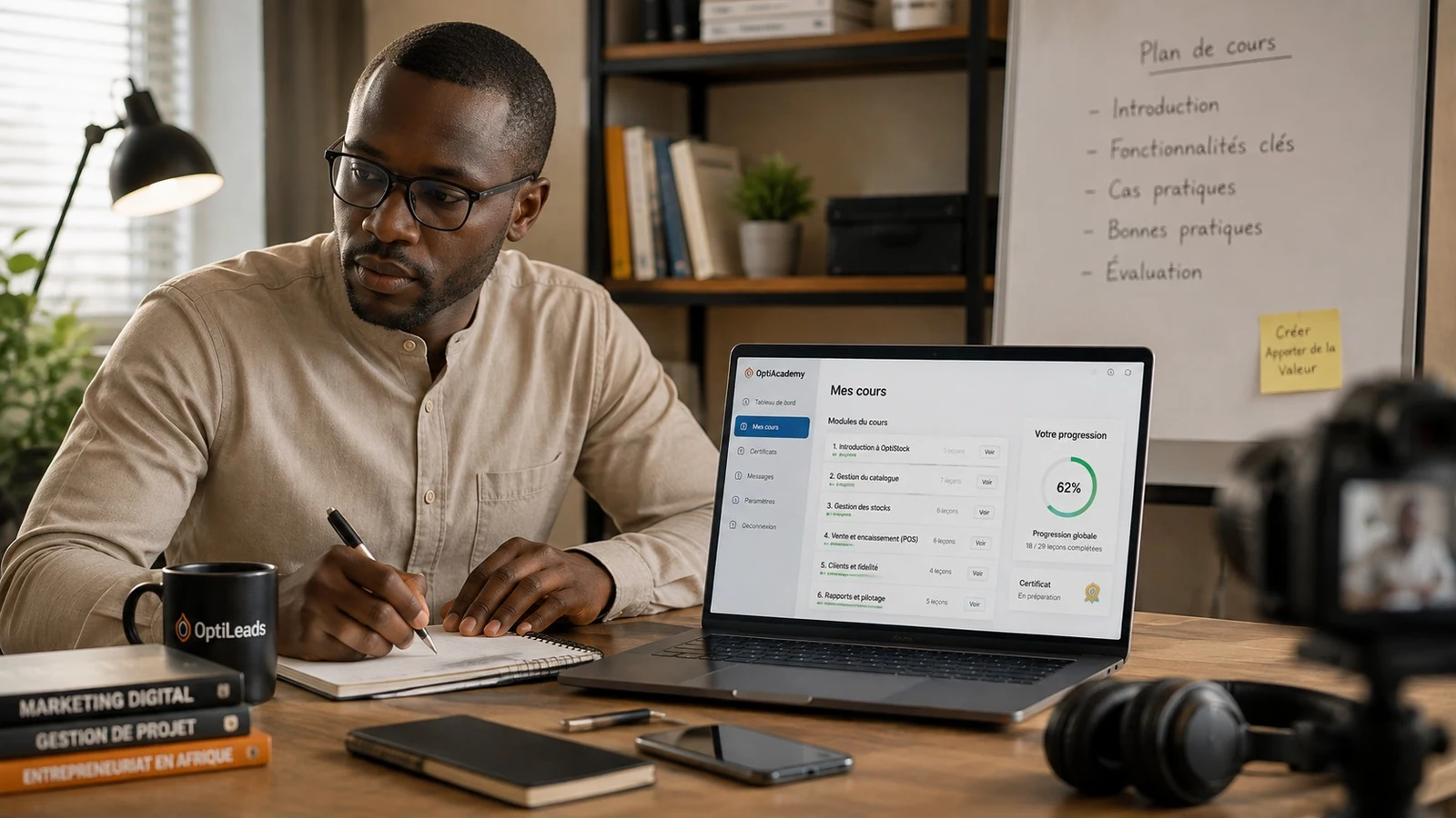 Formateur au Senegal qui cree et vend sa formation en ligne sur une plateforme OptiLearn