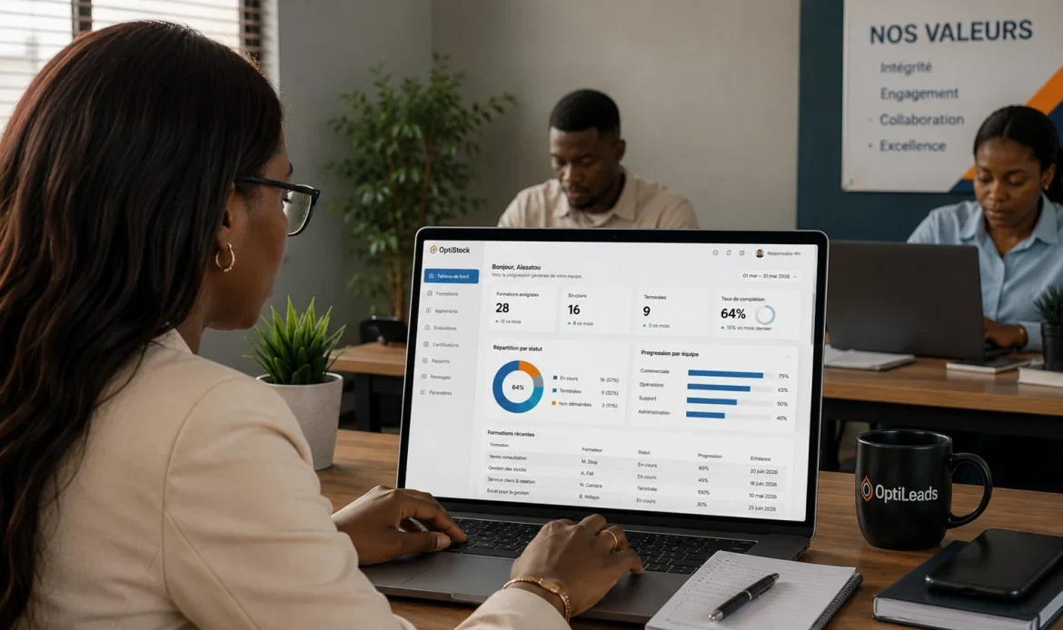 Former ses equipes a distance : la plateforme e-learning pour entreprise 6 Responsable RH qui forme ses equipes a distance avec une plateforme e-learning OptiLearn