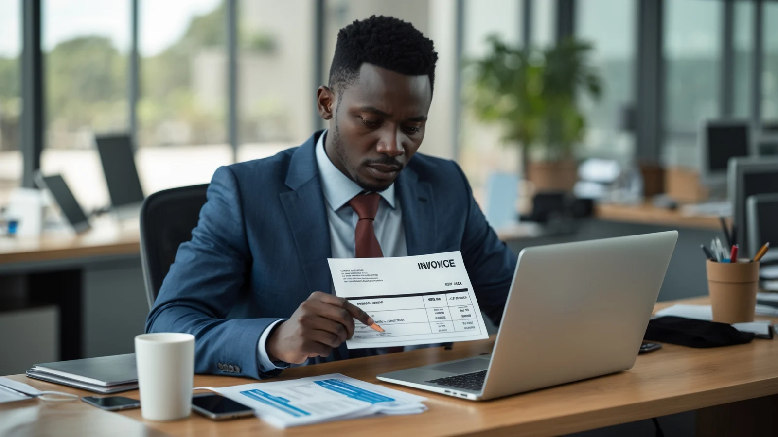 Prestataire de services sénégalais éditant une facture de prestation pour un client