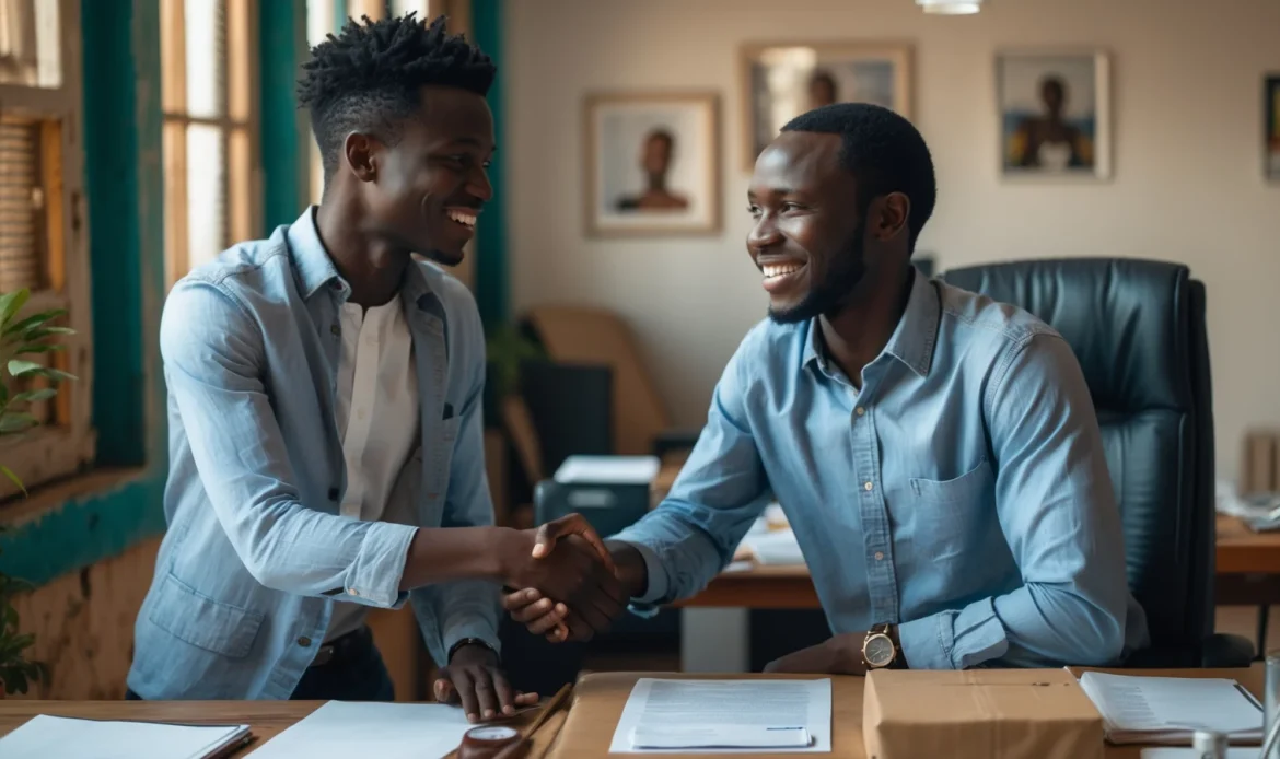 Comment trouver ses premiers clients quand on démarre au Sénégal 13 Jeune entrepreneur sénégalais concluant avec son premier client